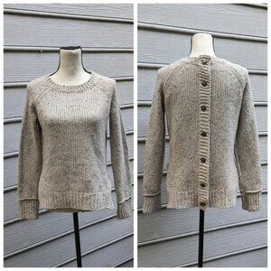 Willi Smith Pullover Back Button Down Sweater | Wool Blend Knit Sweater